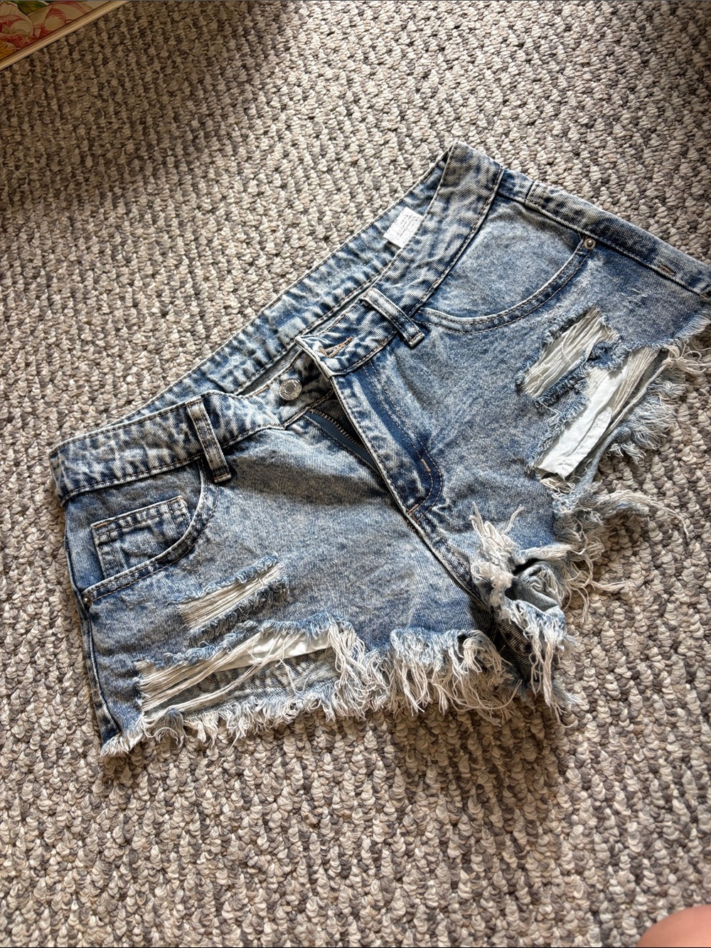 Distressed Light Blue Denim Women's Shorts